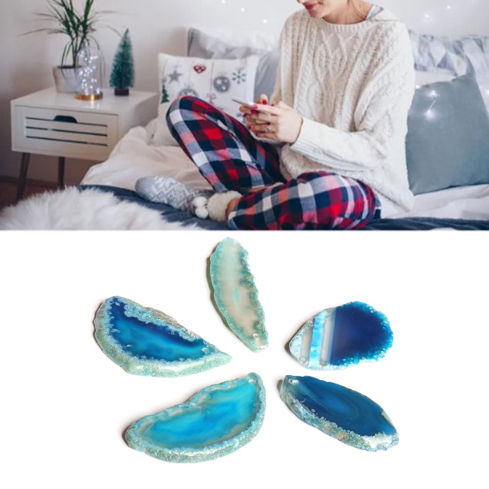 Naroote Blue Irregular Agate Slices for DIY Jewelry Making