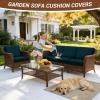 Sfcover Waterproof Stretch Jacquard Outdoor Sofa Cushion Cover, Teal Blue, W230–280 x D50–70 cm view 2