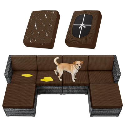 Sfcover Waterproof Stretch Jacquard Cushion Cover for Outdoor Sofa, Light Coffee, W165–200 × D65–95 cm