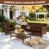 Sfcover Waterproof Stretch Jacquard Cushion Cover for Outdoor Sofa, Light Coffee, W165–200 × D65–95 cm view 2