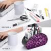 Purple Leopard Print Remote Control Holder with 5 Compartments view 3