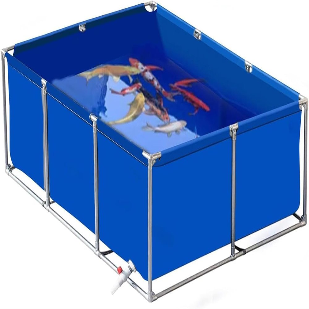 WXF86djl Temporary Fish Pond for Koi and Turtles, Blue, 200 x 200 x 90 cm