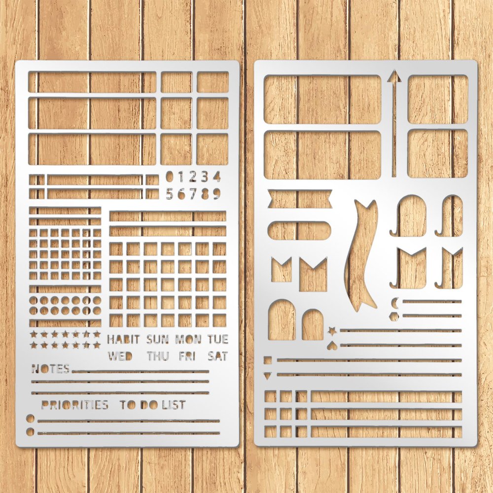 2-Piece Metal Stencil Set for Journaling