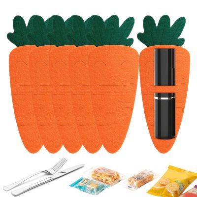 Easter Cutlery Holder, 6-Piece Reusable Carrot Organizer