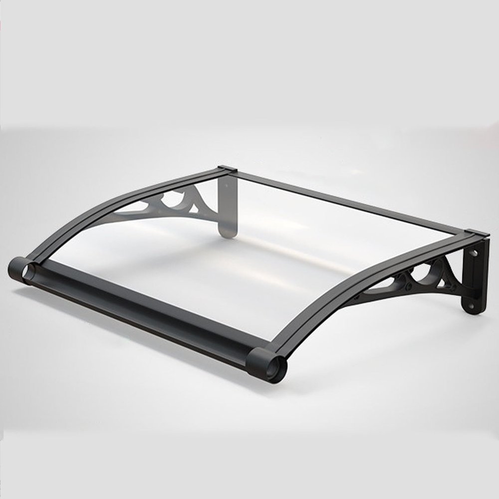 YPIOUREN Curved Lean-to Door Canopy, UV, Hail, Rain and Snow Protection, 120 x 200 cm