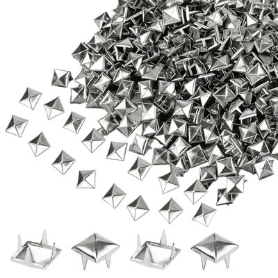 500 Silver Studs, Square Metal Rivets Set