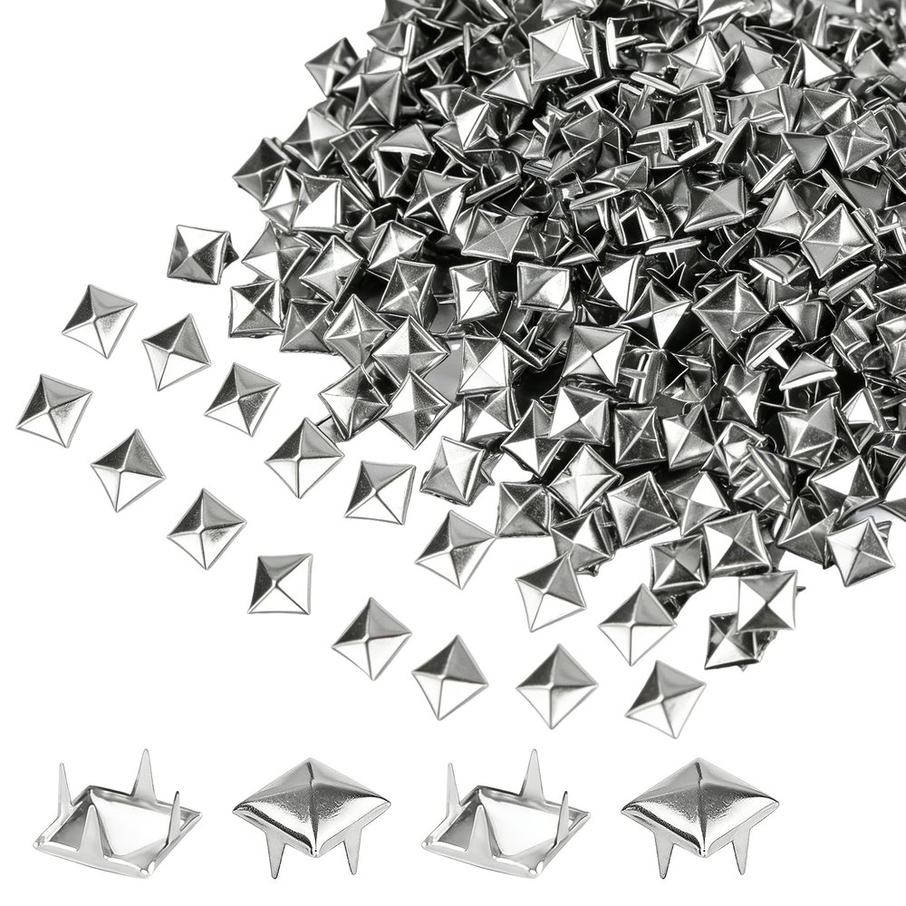 500 Silver Studs, Square Metal Rivets Set
