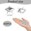 500 Silver Studs, Square Metal Rivets Set view 2