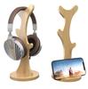 GAOJUNAN Solid Bamboo Tree-Shaped Headphone Stand, Stable and Space-Saving view 3