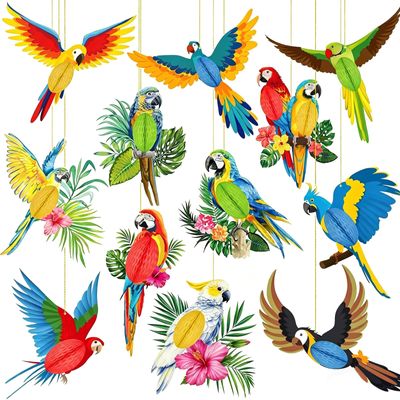 Fesnova 12-Piece Tropical Bird Decor