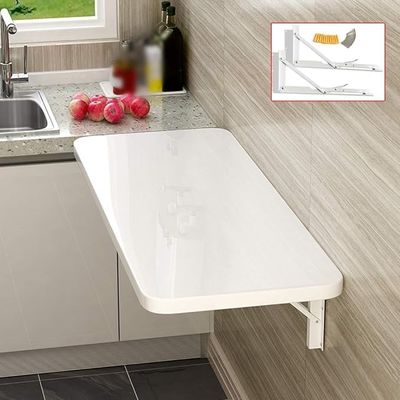 Wall-Mounted Folding Table, Floating Multifunctional Dining and Computer Desk, White, 100 x 30 cm
