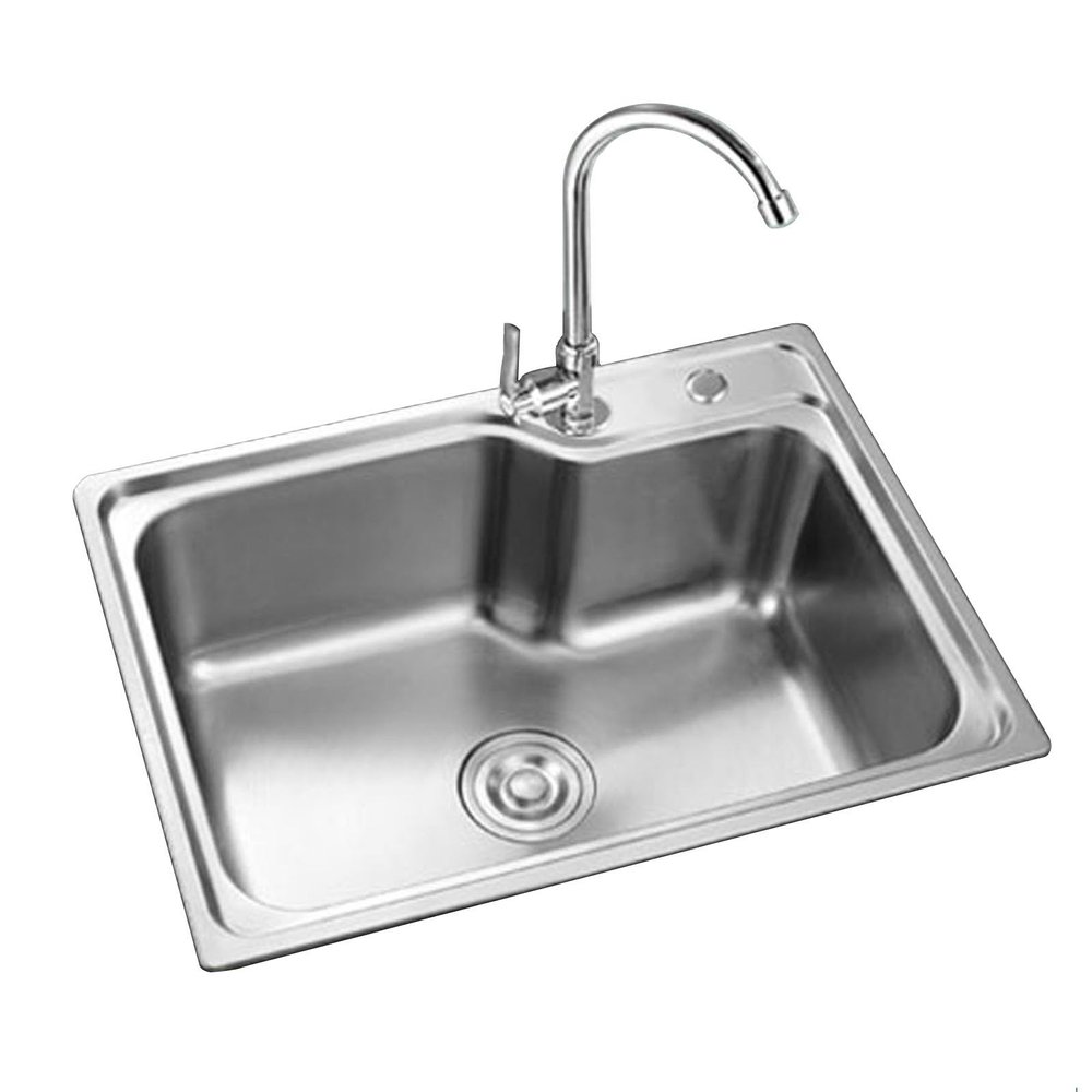 ZQFHSX Stainless Steel Single-Bowl Sink with Drain Basket and Accessories