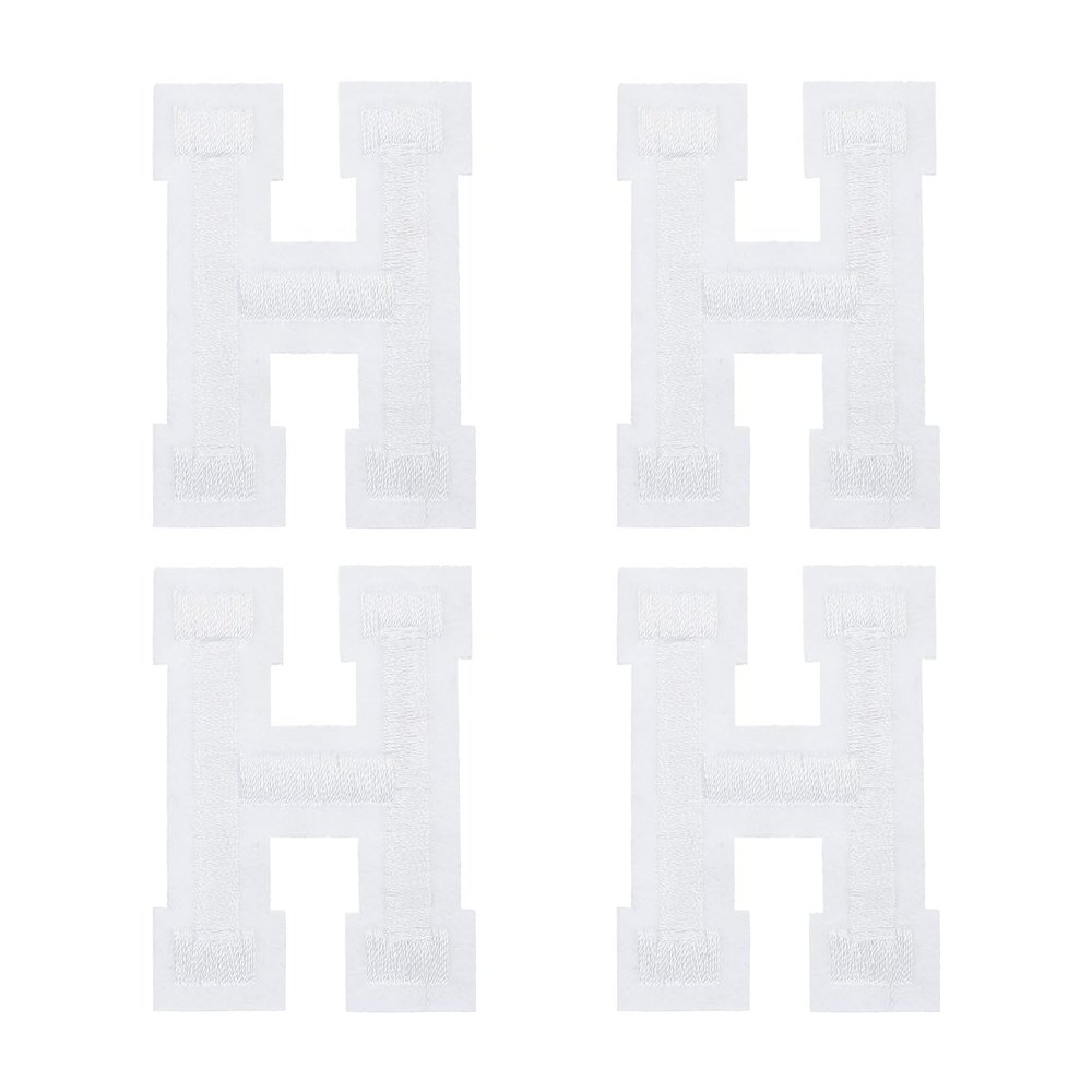 QUARKZMAN 4 Pack Letter H Iron-On Patch White