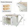 staronce Kitchen Island with Power Outlet, Folding Extendable Countertop, Drawer and Compartments, on Casters, 110 x 40 (70) x 90 cm, White view 2