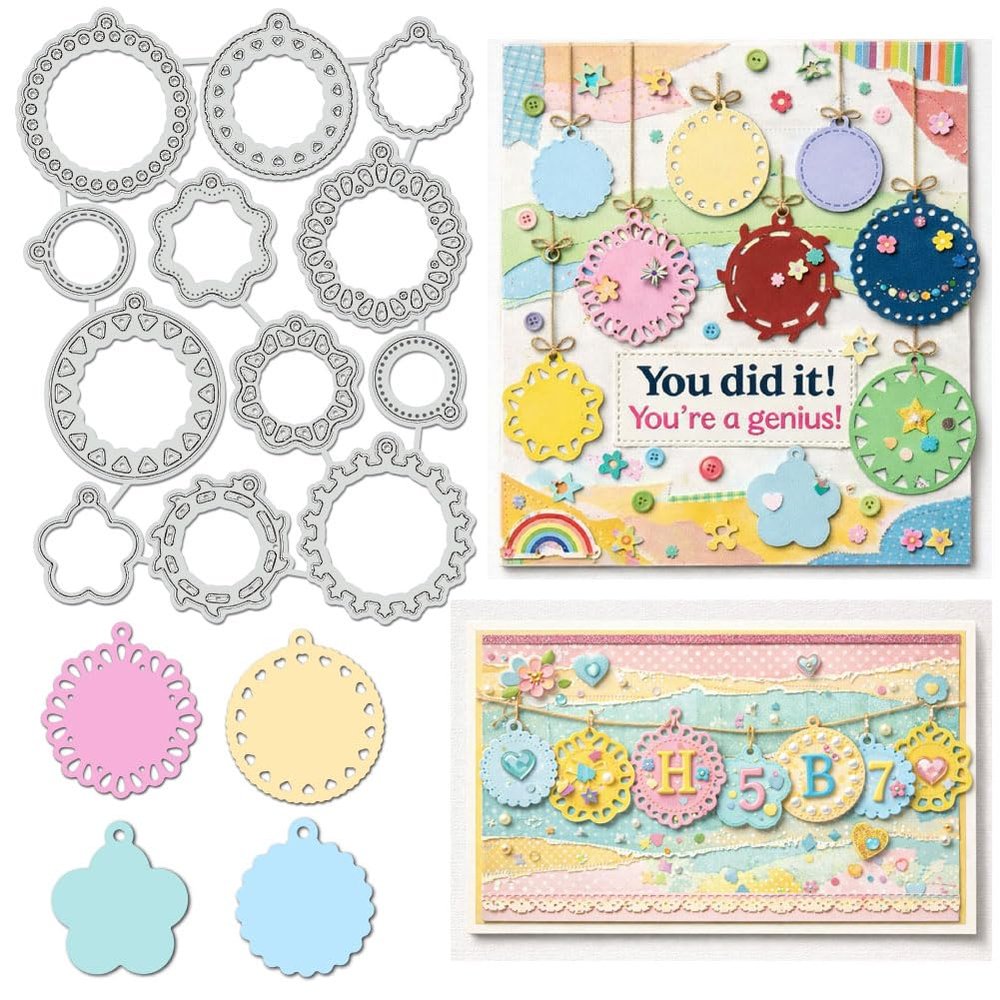 UNICRAFTALE 12-Piece Round Die Set for Card Making