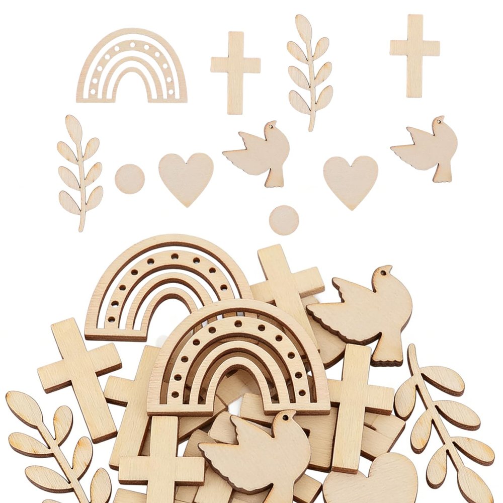 120-Piece Wooden Decoration Set for Baptism