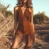 Women's Cowgirl Costume, Sleeveless Fringe Western Dress, Boho Festival Outfit, S–3XL view 2