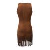 Women's Cowgirl Costume, Sleeveless Fringe Western Dress, Boho Festival Outfit, S–3XL view 3