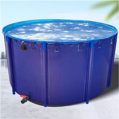 Generic Rugged Portable Round PVC Fish Pond with Steel Frame, 2 x 0.6 m, Above-Ground Pool for Koi, Water Storage, Foldable Pond Liner, Garden Decor