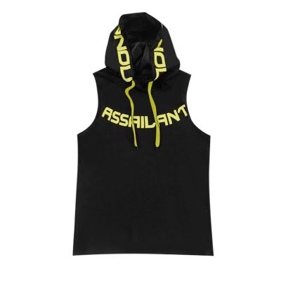 Men's Tank Top Hoodie, Sleeveless Muscle Shirt, Slim Fit Workout Tee
