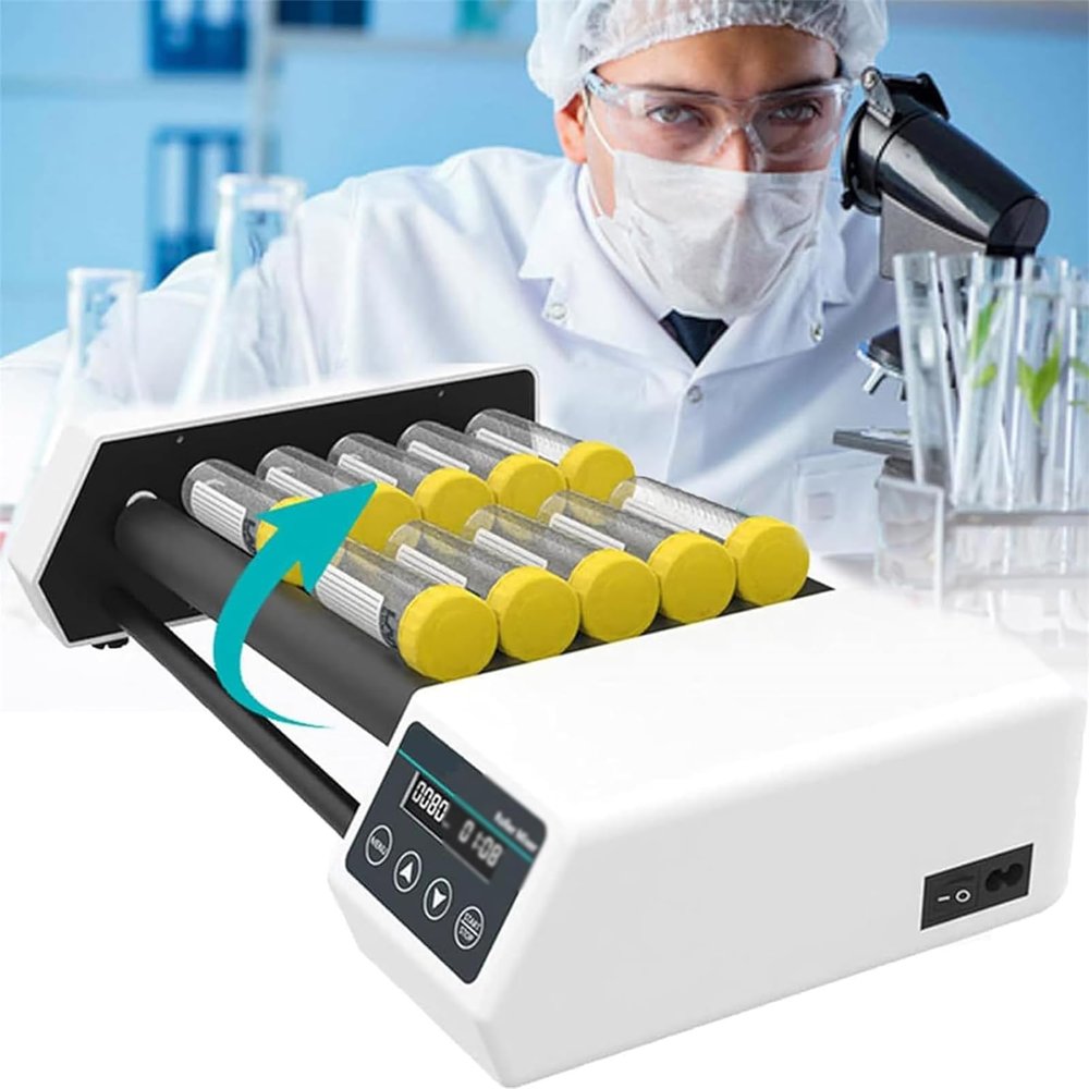 Laboratory Roller Mixer, Compact Digital Orbital Shaker, 20–80 rpm, Timer Mode and Digital LED Display