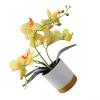 Charming Orchid Bonsai Decoration for Home and Office, Realistic Faux Phalaenopsis in Stylish Pot (Yellow) view 2