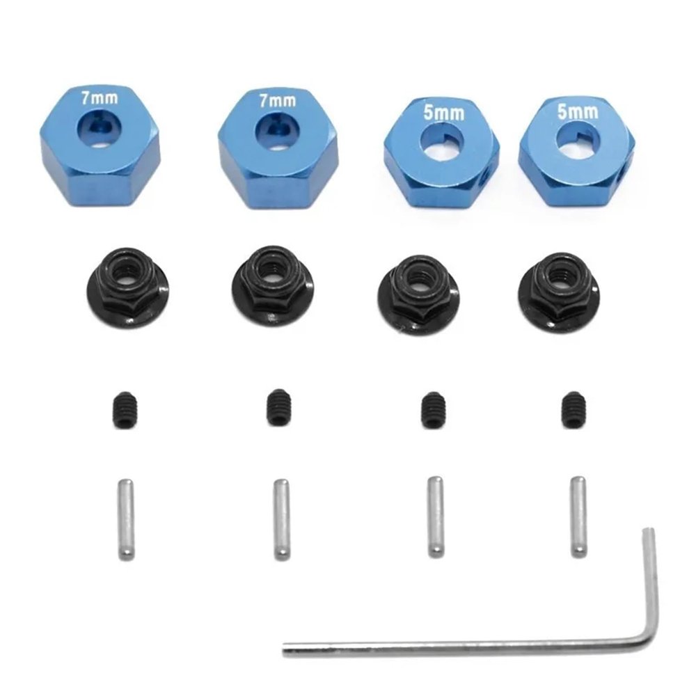 RC Car Parts for Traxxas Slash 2WD 1/10, Metal Hex Wheel Hub Pins and M4 Flange Lock Nut Set, Replaces 1654/3654, Sky Blue