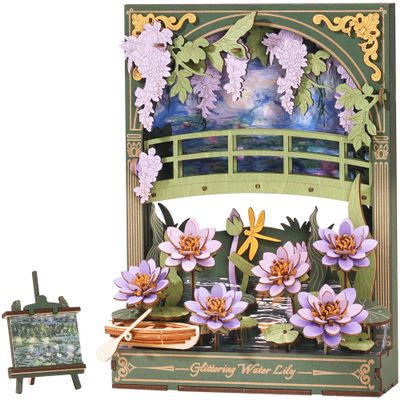 ROBOTIME 3D Wooden Water Lily Puzzle with LED
