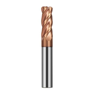 Single-Flute Spiral Cutter, HRC55 Corner Radius 4F Ball Nose CNC Tungsten Steel Cutter, Coated Surface for Metalworking (1R0.2 x 4 x 50)