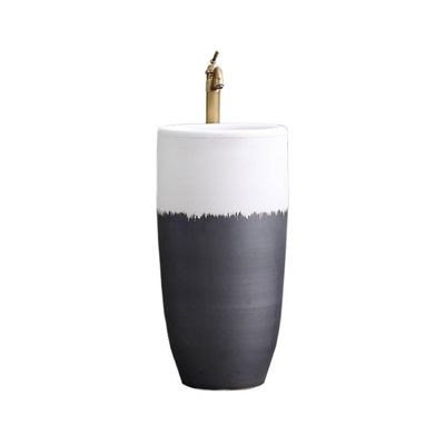 XUJUAN-0227 Freestanding Pedestal Bathroom Sink with Faucet and Drain Set