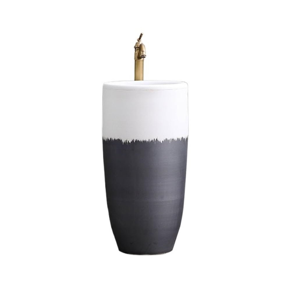 XUJUAN-0227 Freestanding Pedestal Bathroom Sink with Faucet and Drain Set