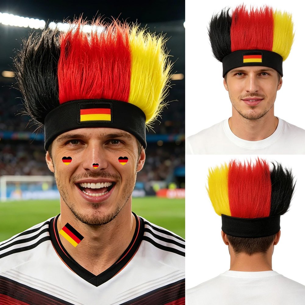 PLULON German Hairband Costume Wig for World Cup 2026 Fans