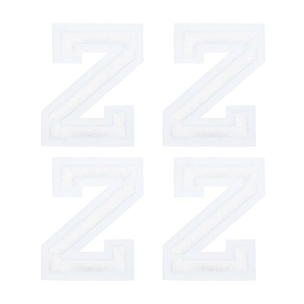 QUARKZMAN 4 Pack Letter Z Iron-On Patch White