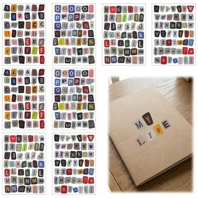 8 Sheets Vintage Alphabet Stickers