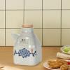 EUXHTYWP Ceramic Olive Oil Dispenser Bottle, Japanese-Style Soy Sauce Dispenser with Lid, Leak-Resistant, White view 4