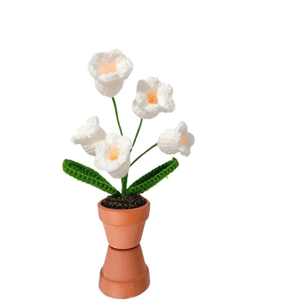 Knitted Flowers, Mini Crochet Potted Flowers, Handmade Pots, Wedding, Artificial Daisies (B1)