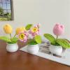 Knitted Flowers, Mini Crochet Potted Flowers, Handmade Pots, Wedding, Artificial Daisies (B1) view 4