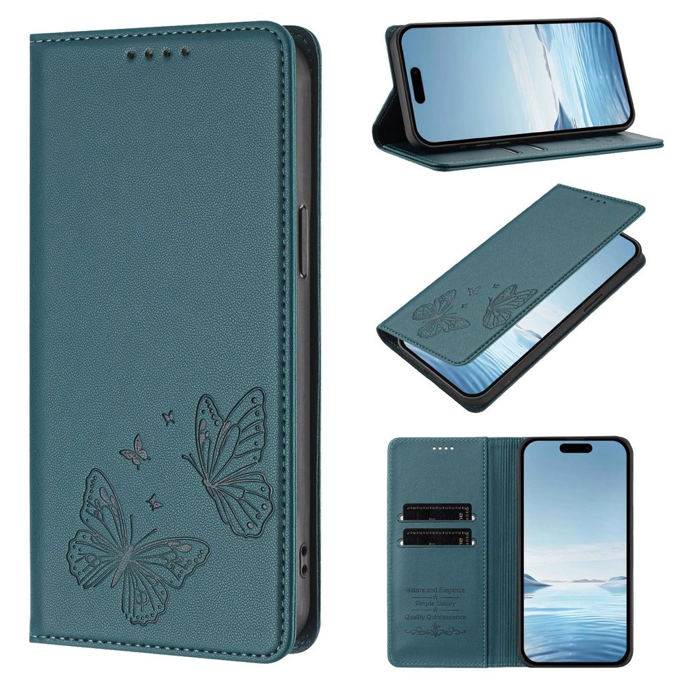 Samsung Galaxy S23 FE RFID-Blocking PU Leather Flip Wallet Case with Kickstand, Green
