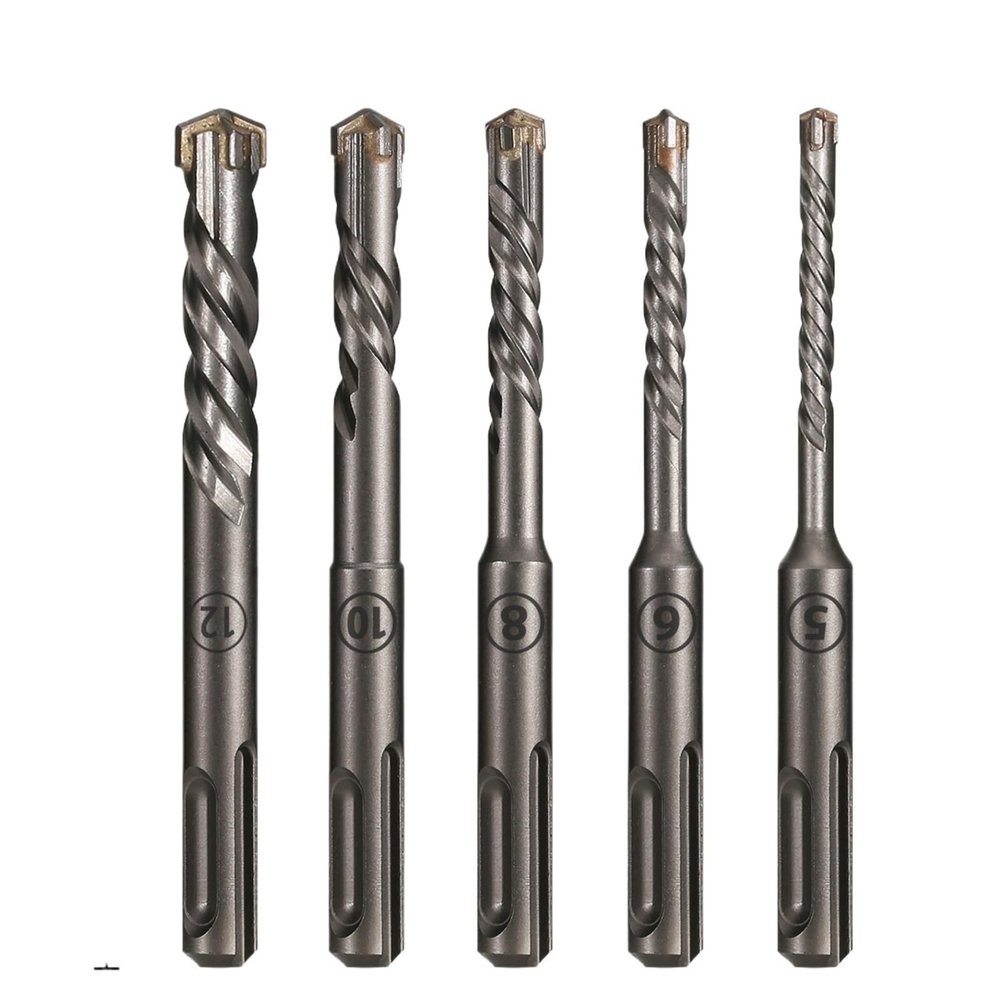 5-Piece SDS Plus Concrete Drill Bit Set, 5/6/8/10/12 mm, Carbide-Tipped