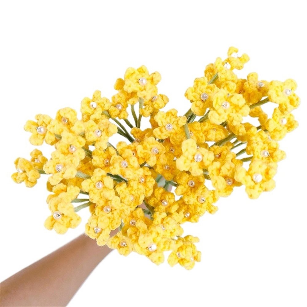 dfEDRd Knitted Flowers, 1-Piece Flower Bouquet for Bridal Wedding Decor, Home Table Decoration (E)