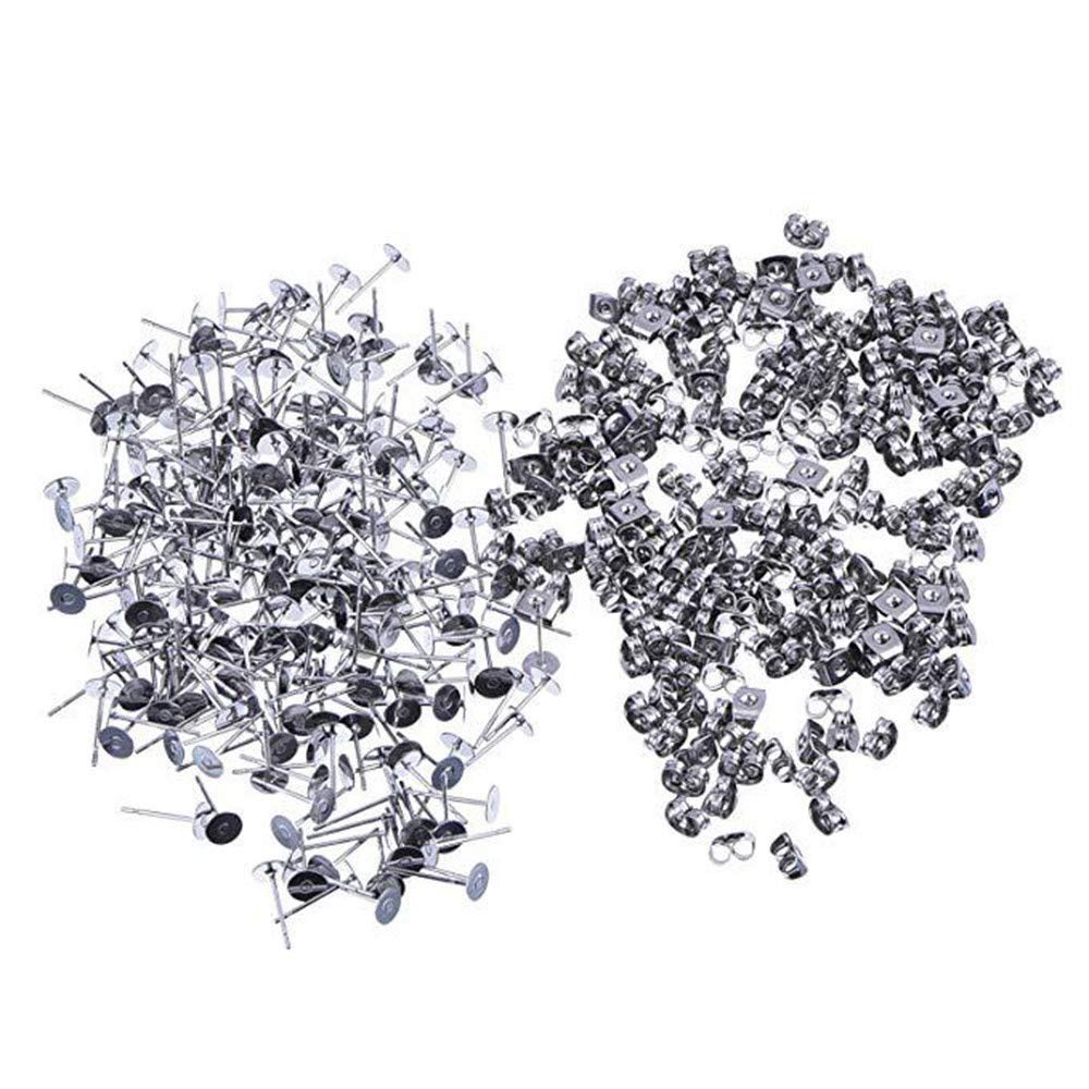Stainless Steel Earring Posts with Butterfly Backs - 100 Pcs
