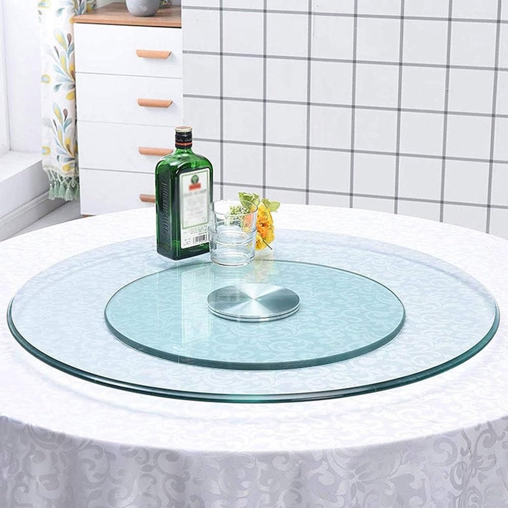 Rotating Tempered Glass Serving Tray, Lazy Susan, 20", 24" and 27" Sizes (60 cm/24")