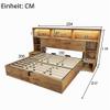 180 x 200 cm Double Bed Frame with Hydraulic Storage, Nightstands, LED Headboard & USB-C, Oak, No Mattress view 2