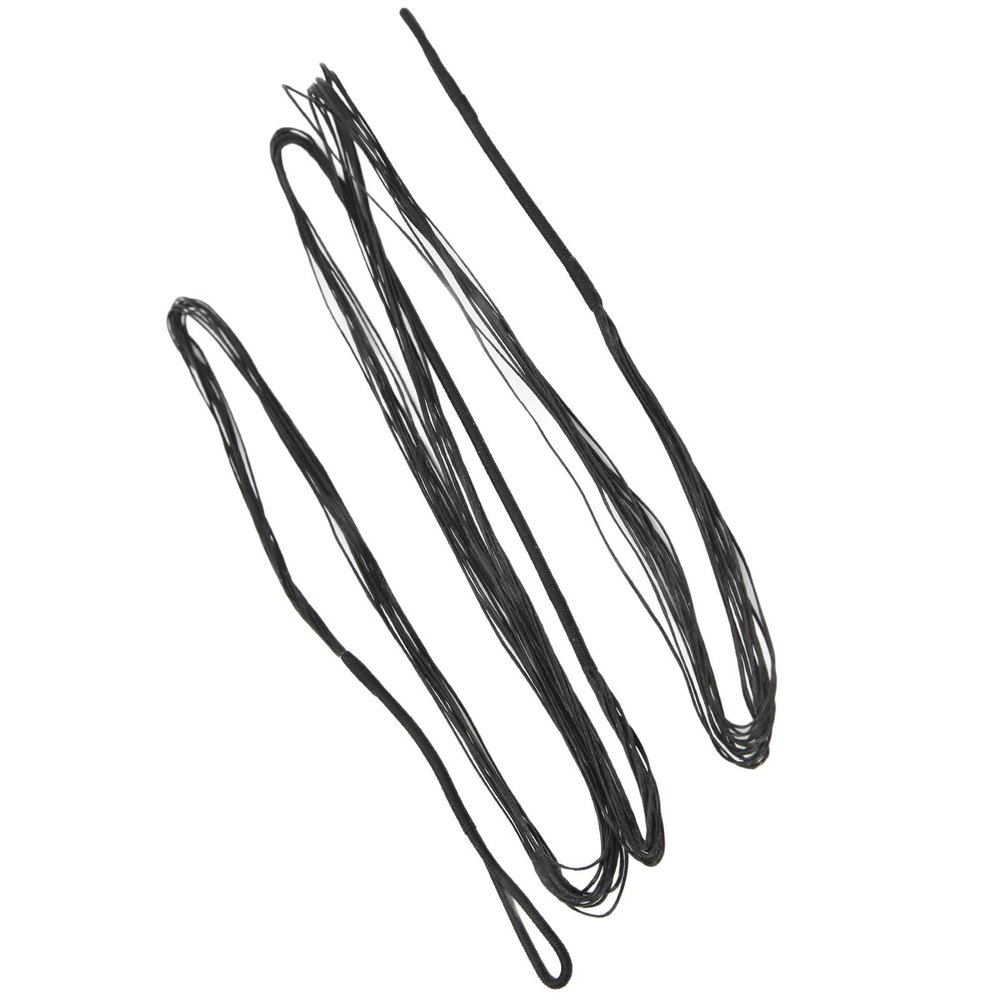 Cryfokt 12-Strand Archery Bowstring Set, High-Density Weave, Replacement for Recurve and American Hunting Bows, Fast String, Black, 66 in