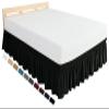 Bed Skirt 140x200, 160x200, 180x200, 200x200 with Ruffles, Soft Polyester, 38/45 cm Drop, Three-Sided Wrap, Black, 135x190+38 cm view 1