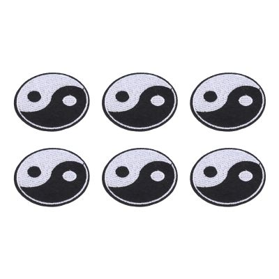 RhineCart Basics Yin-Yang Patch, 6 Pieces, Embroidered Cotton Patches for DIY Clothing
