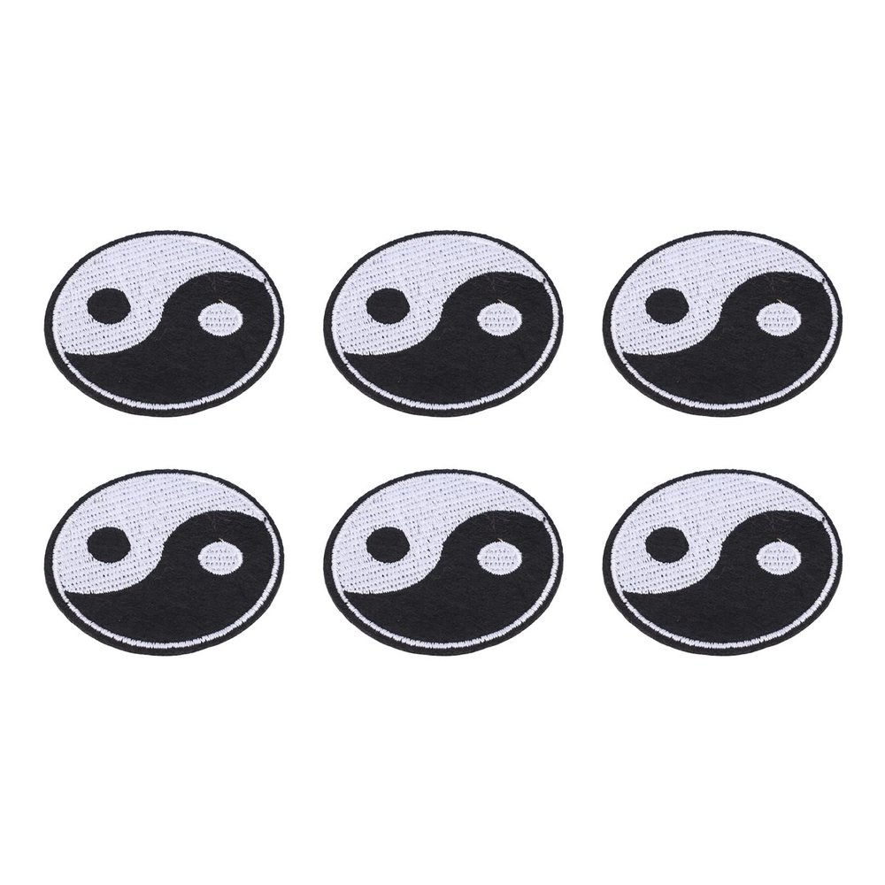 RhineCart Basics Yin-Yang Patch, 6 Pieces, Embroidered Cotton Patches for DIY Clothing
