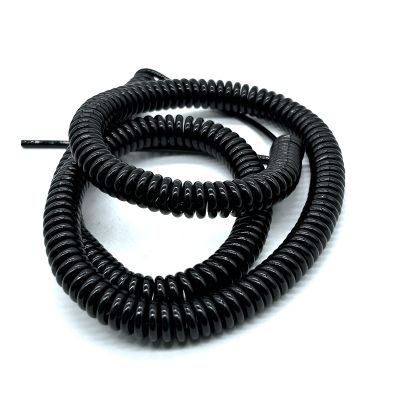 GuidNaurys 3-Conductor Coiled Spring Wire Cable, Static, 50 cm, Extends 2.5 m, Flexible Insulation, Extendable, Strain-Resistant, Retractable Spiral Lead (18 AWG)