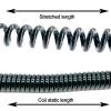 GuidNaurys 3-Conductor Coiled Spring Wire Cable, Static, 50 cm, Extends 2.5 m, Flexible Insulation, Extendable, Strain-Resistant, Retractable Spiral Lead (18 AWG) view 2