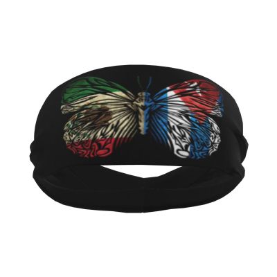 Mexico, Puerto Rico Flags & Butterfly Unisex Non-Slip Sweatband